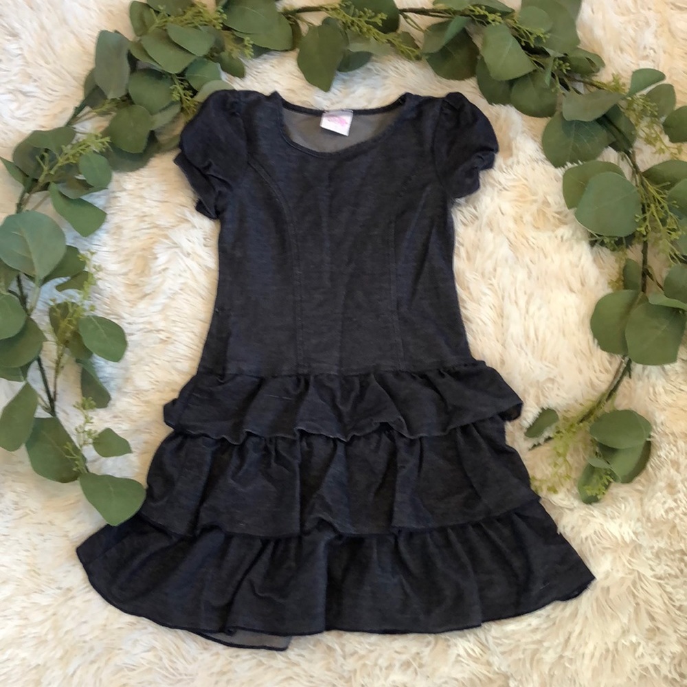 Jessie girl ruffle faux jean dress